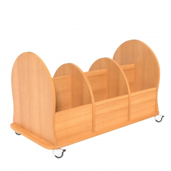Bücherwagen,  66 cm hoch, 105x55 cm (B/T), Korpus Buche, Seiten Buche, 